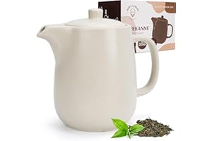 Happy Lemuro Teekanne mit Siebeinsatz - 1,2 l - Keramik Teekanne Schwarz (Anthrazit) - Teapot - Tee Zubehör - Tea Pot - Steingut Teezubereiter für Losen Tee (Beige)