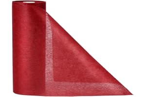 Anstore Red Table Runner, 30M x 23 cm Non-woven Table Runner Roll, 1181"x9" Roll Sheer Fabric, Christmas Table Cloth Table Decoration, Elegant Decorative Cloth for Wedding Dining Tablecloth Burgundy