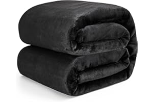 EHEYCIGA Mantas para Cama 150 Invierno, Manta Sofa Grande 220x240 cm, Manta de Franela Suave, Cobijas de Invierno, Fleece Warm Blanket Queen Size, Negro