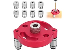 Jortmrd Kit de Recherche de centre de travail pour le bois, Gabarit de Percage Vertical avec douilles de perçage 3/4/5/6/7/8/9/10mm, Guide Percage pour bois dur massif (Rouge)
