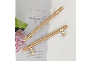 Pexintek Pack of 6 Cabinet Handles Gold Modern Furniture Handles, 128mm Hole Spacing Door Handles Kitchen Drawer Handles, Vintage Handles for Kitchen Cupboards, Chest of Drawers (Golden)