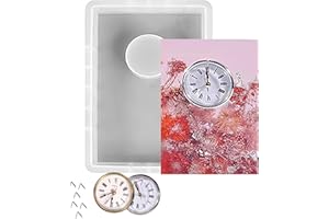 PLMMPERATION DIY Desk Clock Resin Molds Silicone, Hexagon Silicone Molds for Resin, DIY Clock Epoxy Resin Molds with 2 Clock Movement Accessories for Desktop Home Decor (Rectangular)