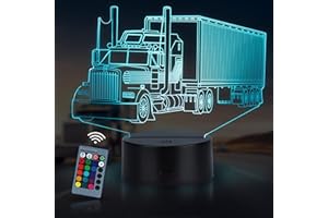 JQGO Lampade 3D Illusione Ottica Luce Notturna, Lampada LED per Ragazza USB Luce Notturna Illusione, 16 colori che Cambiano con Telecomando per Bambini Adulti Regalo di Compleanno e Festa (Camion)