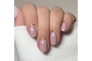 JMEOWIO Gel Nail Stickers Gold Line French Tip Semi Cured Gel Nail Strips Wraps UV/LED Nails Art Design Decoration Accessories