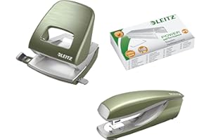 SUNATURE Büro Schreibtisch Set Leitz NeXXt Style seladon grün Locher 5006, Heftgerät 5562, Heftklammern 5570