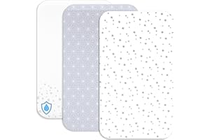 Lovely Hippo Draps Housses Cododo + 1 Alèse Protège Matelas Compatible Next2Me - Drap Housse Cododo 100% Coton - Alèse 100% Imperméable (Constellation Grise, 83 x 50 cm)