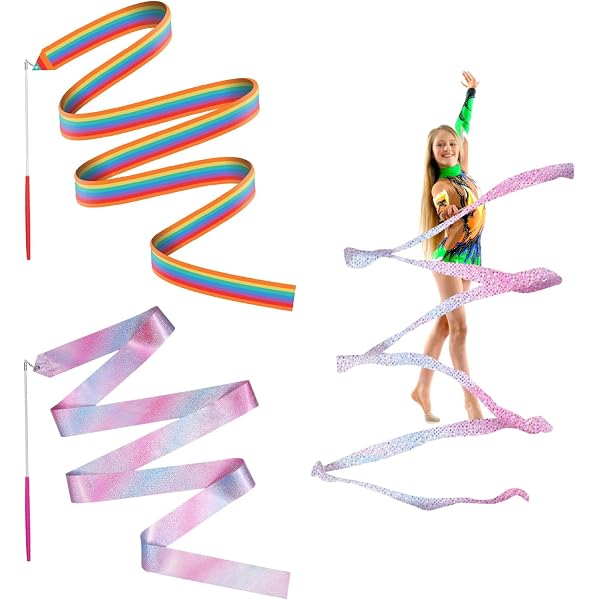 EIHI 2 Pezzi Nastro Ginnastica Ritmica, Nastro Ginnastica Ritmica Bambina, Nastri Ginnastica Ritmica, Ginnastica artistica Bambina, per Balli artistici, Ginnastica, Spettacoli di Carnevale