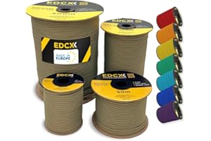 ‎EDCX EDCX 4mm Nylon Paracord 550 100m (330 feet) | Ideal for Camping, Survival, Outdoor, Crafting, DIY | 100% Nylon Rope 4mm | Paracord 550 Type III in Solid Color (Light Khaki, 100 m)