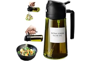 Lifhety Oil Spray Bottle with UV Protection Glass, 2 in1 Oil Olive Dispenser 15.9oz /470ml, Cooking Air Fryer Vinegar Mister OilSprayer for Kitchen Gadgets, BBQ, Food