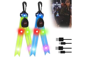 AICHARYNIC LED Blinklicht Schulranzen, 2 Stück USB Aufladbar LED Reflektoren Kinder Schulranzen Sicherheitslicht Reflektor Rucksack Anhänger für Joggen Wandern Laufen