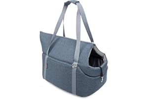 BOUTIQUE ZOO Torba transportowa dla psów i kotów | torba na ramię dla zwierząt domowych z gumową taśmą z karabińczykiem | do 15 kg | Materiał: poliester | Rozmiar: L | imitacja denimu