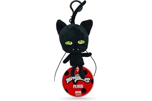 Miraculous Ladybug – Kwami Lifesize Plagg, 12,7 cm katt plysch klämleksaker för barn, supermjuk samlarobjekt fylld leksak med