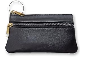 FIONCCI Monedero Piel Auténtica Mujer y Hombre con 3 Cremalleras - Tarjetero Monedero Llavero