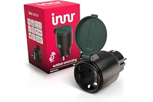 Innr Zewnętrzne gniazdko Zigbee, zewnętrzna inteligentna wtyczka, współpracuje z Hue*, Alexa (wymagany most), programowalne gniazdo zewnętrzne IP44, wodoodporne, 10A, 2300 W - 1 opakowanie