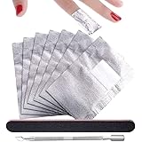 100PCS Remover Foil Wraps del Rimuovere smalto gel per Unghie, Fogli di Alluminio per Rimuovere lo Smalto, Solvente per Rimuo