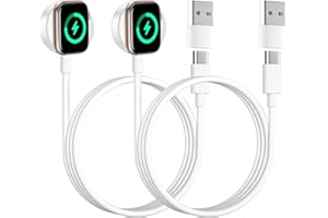BAMKEY 2 Pcak Charger for Apple Watch Charger, 2M iWatch Charger Cable for iWatch Series 11/10/9/8/7/6/5/4/3/2/SE/Ultra, Portable Apple Watch Fast charger Magnetic Charging Cable apple watch charger USB C