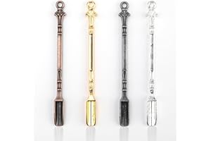 COYTEAR Mini Shovel Medicine Spoon, 4PCS Gold & Silver Snuff Spoons Multipurpose Laboratory Sampling Spoons with Keychain Necklace Loop for Handling Salts Medicines Sugar Condiment Powders Wax (4 Colours)