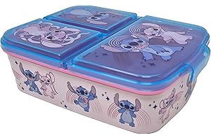 Theonoi Pojemnik na obiad dla dzieci, pojemnik na kanapki śniadaniówka z tworzywa sztucznego z przegródkami, nie zawiera BPA (Lilo And Stitch)