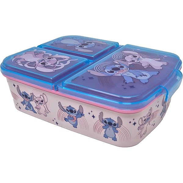 Seven Lilo & Stitch Brotdose 0,85 Liter – Für Kindergarten & Schule | Rosa-hellblau, Spülmaschinenfest