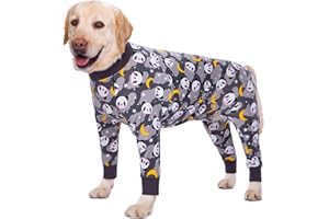 BT Bear Ropa para perros grandes, ropa elástica para mascotas, protege las articulaciones, anticabello, antilamer, protección contra heridas, pijama para perros medianos y grandes (7XL, panda gris)