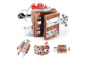 Siairo Montessori Wooden Busy Cube for Toddlers , 6-Side Fidget Cube Relieves Stress for Kids or Adult, Preschool Learning Toy Best Present for Boys Girls