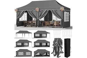 LIFERUN 3mx6m Pop Up Gazebo, Waterproof Folding Tent with 6 Removable Sidewalls, 6 Sandbags & Storage Bag, UPF50+ Marquee Canopy Outdoor Pavilion, Event Shelter for Garden Party Wedding Market Camping
