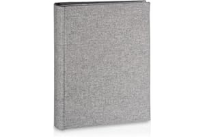 VICTORIA COLLECTION Leinen Einsteckalbum für 200 Fotos 10x15 - Grau Fotoalbum zum Einstecken mit Langlebigen Taschen & Extra Platz für Notizen | Einfache Handhabung | Photo Album als Geschenk für Familie