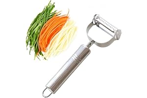 Wankd 3-in-1 Premium Ultra Sharp Stainless Steel Dual Julienne & Vegetable Peeler Slicer, Julienne Cutter - Amazing Tool for Making Delicious Salads and Vegetable Noodles (Stainless Steel)