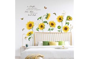 decalmile Pegatinas de Pared Girasol Mariposa Vinilos Decorativos Flores de Jardín Adhesivos Pared Habitación Infantiles Dormitorio Salón