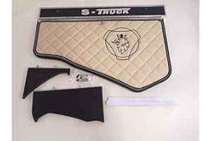 ‎KRAM-TRUCK KRAM-TRUCK Gesteppter, Bestickter Mitteltisch für Auto, Kompatibel mit SCANIA S/R ab 2017 Neue Generation, Hellbeige, Lederimitat auf Schaumstoff 10 mm, Hygienezertifikat