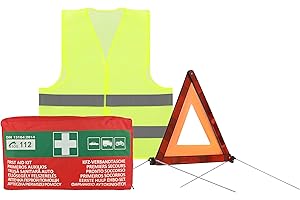 notlok Safety Work 3in1 set de seguridad y primeros auxilios para coche 2022 - set de emergencia con triángulo de advertencia set de primeros auxilios para chaleco de avería - set de averías para coch