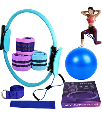 Set Yoga E Pilates 11 Pezzi Nybhyjka - Anelli, Bande, Palla E Accessori Per Allenamento Casa - Foto 8
