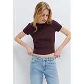 Bisiklet Yaka Yeşil Basic Tiş&ouml;rt Crop/Kısa Kesim 1600814-86961