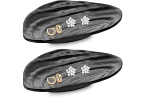 Tangger Jewellery Tray, Set of 2 Key Trays, Black Jewellery Tray, for Hallway, Key Bowl, Entrance Area, Decorative Bowls, Coins, Car Keys, Storage Bowl