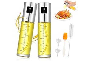 Harewu Öl Sprühflasche, Ölspray zum Kochen, Ölsprüher, Flaschenbürste und Öltrichter, für Speiseöl für Salate, Kochen, Backen, Pasta, BBQ… (2)