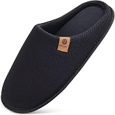 ONCAI Men's House Slippers Memory Foam Cotton with Faux Fur Lining for Winter Indoor and Outdoor Non-Slip Rubber Sole EU Size