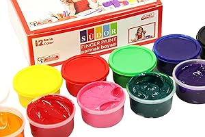 BASTELZONE Fingerfarben für Kinder und Babys. 12 Farben je 30 ml. Ungiftig und abwaschbare Farben für Kreative Spiele und Malaktivitäten. Bastelfarben (12 x 30ml)