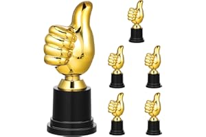 NUOBESTY Thumbs up - Trofeo de Premio: 6 Piezas de trofeos Dorados de plástico de 5 Pulgadas para premios para Regalos de Fiesta de recompensa Deportiva