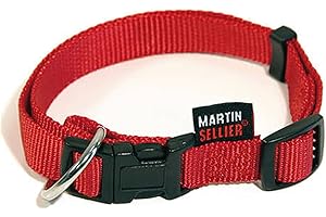 Martin Sellier - Colier chien rouge réglable en nylon sécurité d'ouverture 30 à 45cm