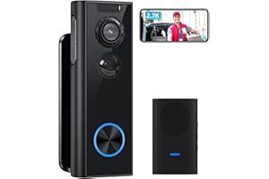 XTU Wireless Video Doorbell Camera with Chime, 2.7K HD WiFi Security Camera Door bell with Multi-angle Bracket, Battery Operated, PIR Motion Detection, 2-Way Audio, Night Vision, Works with Alexa