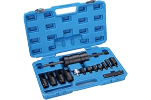 JOMAFA Extractor de inyectores para coche con martillo deslizante compatible con common rail, Bosch, Denso, Delphi y Siemens, 14 piezas