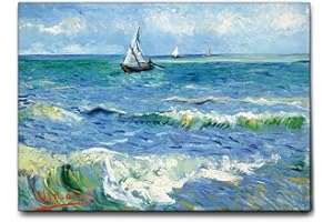 Giallobus - Gemälde - Vincent Van Gogh - Das Meer bei Les Saintes Maries - Leinwand mit Standardrahmen - 50L x 35l cm - Bereit zum Aufhängen - Moderne Gemälde