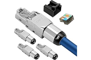 Puiseno Lot de 4 connecteurs CAT7 RJ45 LSA blindés sans outil pour câble de pose/câble patch, fiche réseau CAT 7 avec coque de protection, entièrement blindé STP, AWG 23-26 (4 pièces)