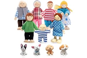 ATSGJLZN Accessoires Maison de Poupee en Bois 7 Familles avec 4 Chiens
