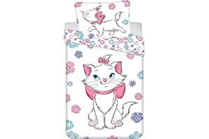 Jerry Fabrics Ropa de cama infantil reversible de algodón 140 x 200 cm, con certificado Öko-Tex Marie Aristogatos