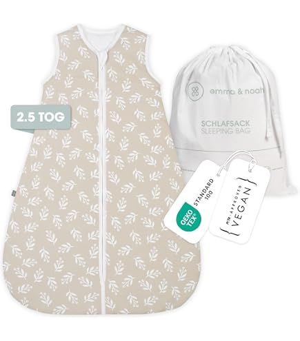 emma & noah Baby Schlafsack 1.0 TOG, Ganzjahres Schlafsack fr den  Frhling, Sommer und Herbst, 100% Bio-Baumwolle, OEKO-TEX Zertifiziert,  Strampelsack fr Neugeborene (Leo Grau, 110 cm) : Amazon.de: Baby