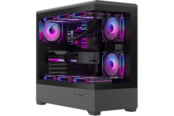 Ant Esports Crystal X6 Lite Mid-Tower Computer Case/Gaming Cabinet - Black Support E-ATX, ATX, Micro-ATX, Mini-ITX Pre-Installed 6 ARGB Fans