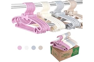 48 Stück Baby Kleiderbügel, Homewit Kinderkleiderbügel - 29.5cm Kinder Kleiderbügel 4 Farben Babykleiderbügel Set mit 3pcs Platzsparend Kleiderbügelketten für Babyklamotten Kleiderschrank