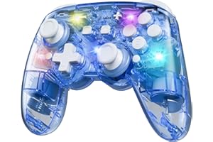 PALPOW Switch 2 Pro Controller Compatible with Switch 2/OLED/Lite,Wireless Hall Effect Switch Controller, RGB Switch Pro Controller, Bluetooth Gamepad with 7 LED Colors/Wake Up/Dual Shock/Turbo - Blue