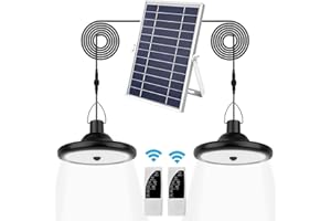 HACEVIDA LED Solar Hängelampen für Außen Innen, 4 Modi Solar Pendelleuchte mit Bewegungsmelder, 5m Kabel Doppelköpfige Hängend Solarlampen IP65 Wasserdicht Solar Hängeleuchte für Garten Balkon Terrasse Scheune